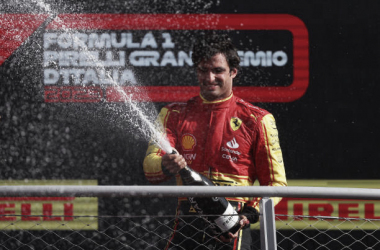 Carlos Sainz celebrando el podio de Monza | Fuente: Getty Images