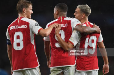 Martin Odegaard, Gabriel Jesus and Leandro Trossard were a key part of Arsenal's dominance (Photo by David Price/Arsenal FC via Getty Images)
