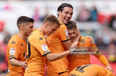 Hull City celebrate scoring against Stoke City (Charlotte Tattersall/Getty Images)