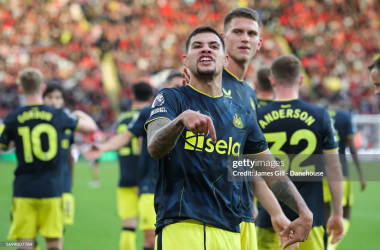 <div>SHEFFIELD, ENGLAND - SEPTEMBER 24: Bruno Guimaraes of Newcastle United celebrates after scoring his side's seventh goal during the Premier League match between Sheffield United and Newcastle United at Bramall Lane on September 24, 2023 in Sheffield, England. (Photo by James Gill - Danehouse/Getty Images)</div><div><br></div>
