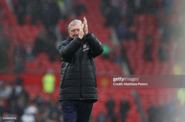 Roy Hodgson applauds the away support after Crystal Palace's 1-0 win over Manchester United.&nbsp;Photo by Matthew Peters/Manchester United via Getty Images.&nbsp;