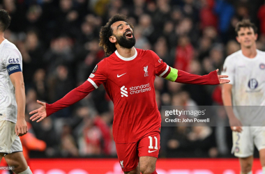 Salah celebrates his goal against Toulouse (Photo: John Powell/Liverpool FC via GETTY Images)