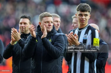 Eddie Howe after the FA Cup Tyne-Wear derby day triumph. (Photo by Alex Dodd - CameraSport via Getty Images)