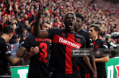 El Bayer Leverksen celebrando su segundo gol/ Fuente: Getty Images