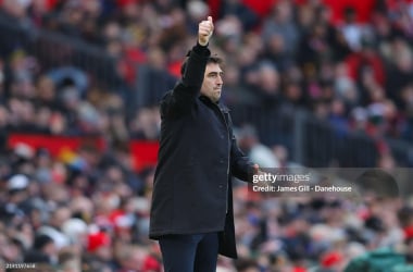Andoni Iraola at Old Trafford in 2024. (Photo by James Gill - Danehouse/Getty Images)