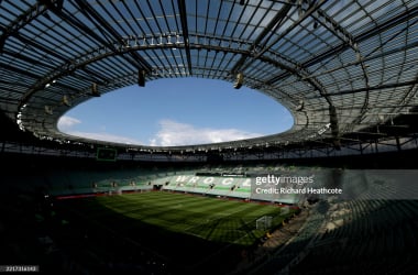 General view inside the stadium prior to a training session ahead of the UEFA Conference League Final 2025 between Real Betis Balompie and Chelsea FC at Stadion Wroclaw on May 27, 2025 in Wroclaw, Poland. (Photo by Stuart Franklin/Getty Images)