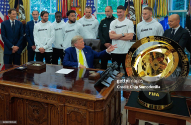 <span style="color: rgb(8, 8, 8); font-family: Lato, sans-serif; font-size: 14px; font-style: normal; text-align: start;">WASHINGTON, DC - JUNE 18: U.S. President Donald Trump asks players and managers from Juventus FC, an Italian professional soccer team, if they want to play against women during a press availability in the Oval Office at the White House on June 18, 2025, in Washington, DC. The U.S. is hosting the FIFA Club World Cup, an international soccer tournament organized by FIFA featuring club teams from around the world. |Photo: (Photo by Chip Somodevilla/Getty Images)</span>
