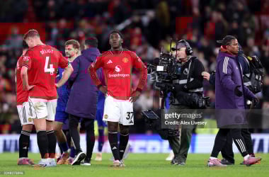 Kobbie Mainoo against Everton. (Photo by Alex Livesey/Getty Images)