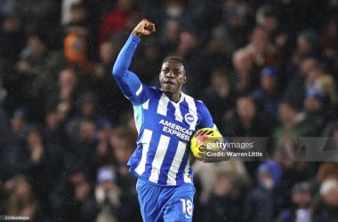 Danny Welbeck celebrates scoring against Brentford. (Photo by Warren Little/Getty Images)