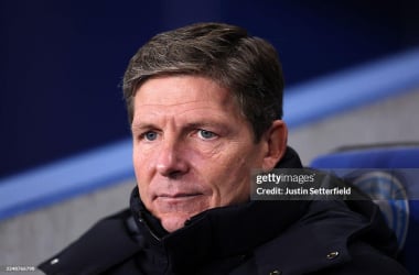 Oliver Glasner was holding his press conference before the Manchester United clash.(Photo by Justin Setterfield/Getty Images)