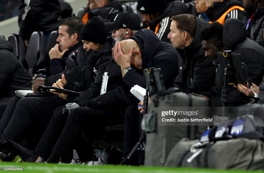 Pep Guardiola against Fulham. (Photo by Justin Setterfield/Getty Images)