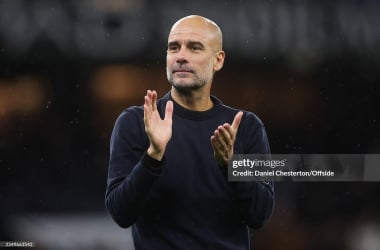 Pep Guardiola against Sunderland. (Photo by Daniel Chesterton/Offside/Offside via Getty Images)