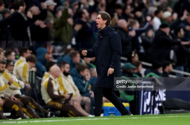 Thomas Frank against Brentford. (Photo by Justin Setterfield/Getty Images)
