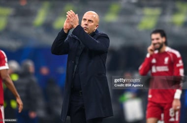 Arne Slot at San Siro. (Photo by Alberto Gandolfo/BSR Agency/Getty Images)