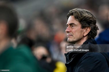 Thomas Frank looks on as his Tottenham side face Slavia Prague in the UEFA Champions League (Photo by DeFodi Images via Getty Images)