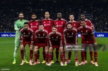 Liverpool line up against Inter. (Photo by Nicolò Campo/LightRocket via Getty Images)