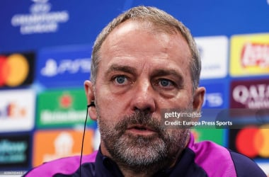 Hansi Flick at the press conferencePhoto By Javier Borrego/Europa Press via Getty Images)