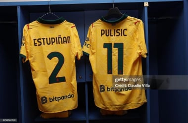 The away dressing room ahead of the matchPhoto by Claudio Villa/AC Milan via Getty Images)