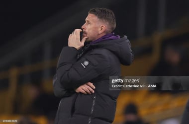 Rob Edwards against Man United. (Photo by Catherine Ivill - AMA/Getty Images)