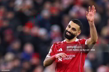 Mo Salah against Brighton. (Photo by Robbie Jay Barratt - AMA/Getty Images)