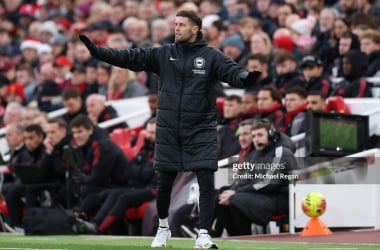 Fabian Hurzeler at Anfield. (Photo by Michael Regan/Getty Images)