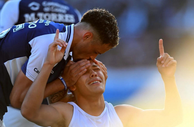 El festejo ante Vélez. PH: 0221 Gimnasia