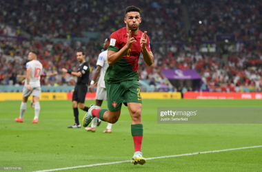 <span style="color: rgb(8, 8, 8); font-family: Lato, sans-serif; font-size: 14px; font-style: normal; text-align: start; background-color: rgb(255, 255, 255);">Goncalo Ramos celebrates giving Portugal the lead against Switzerland (Photo by Justin Setterfield/Getty Images).</span>