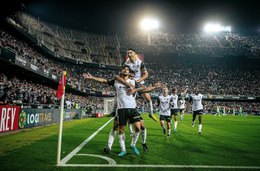 Guedes celebrando su golazo en las semifinales | Foto: Valencia CF
