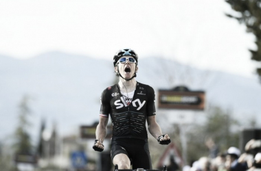 Tirreno-Adriatico, guizzo di Geraint Thomas a Pomarance. Van Avermaet maglia azzurra