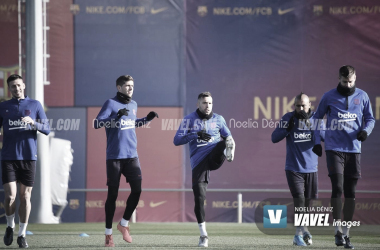 Entrenamiento del FC Barcelona previo al duelo ante el Athletic Club