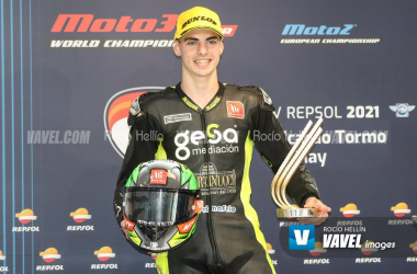El podio de Moto2 al habla: Aldeguer victorioso