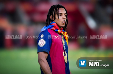 Jules Koundé, en la celebración del título de la Copa del Rey 2025/25 | Fuente: VAVEL