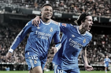 Kylian Mbappé y Álvaro Carreras, los protagonistas de los goles del Real Madrid en Mestalla  || Foto: @realmadrid