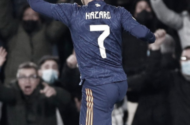 Hazard celebra su tanto frente al Elche. Foto: @hazardeden_10