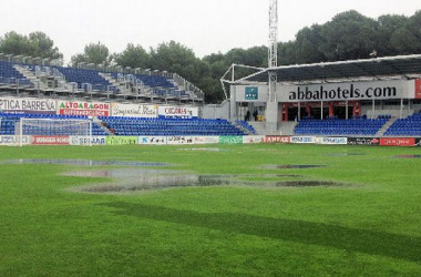 Suspendido el Huesca - Fuenlabrada por las lluvias caídas