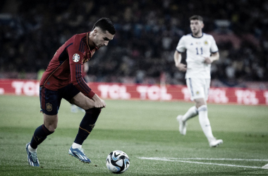 Ferrán Torres en la ocasión más clara de la primera mitad | Foto: Selección española
