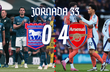 El Arsenal certifica el descenso del Ipswich y manda un mensaje al Liverpool