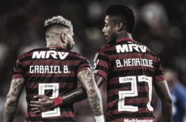 Gabigol relembra assistência para Bruno Henrique no Rio e brinca: "Estamos quites"