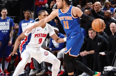 2025 NBA Playoffs - New York Knicks v Detroit Pistons - Game SixDETROIT, MI - MAY 1: Jalen Brunson #11 against the Detroit Pistons on May 1, 2025 at Little Caesars Arena in Detroit, Michigan. NOTE TO USER: User expressly acknowledges and agrees that, by downloading and/or using this photograph, User is consenting to the terms and conditions of the Getty Images License Agreement. Mandatory Copyright Notice: Copyright 2025 NBAE (Photo by Nathaniel S. Butler/NBAE via Getty Images)