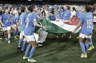 Italia festejando su clasificación al Mundial Femenino 2023 | Fotografía: UEFA&nbsp;