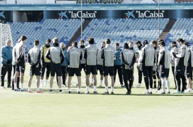 Entrenamiento a puerta abierta en La Romareda