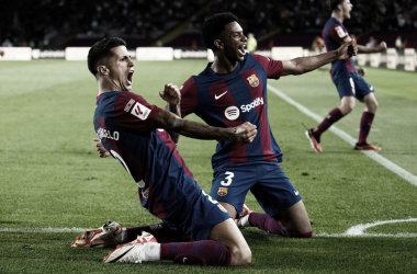 Joao Cancelo y Balde celebrando el tercer gol | FC Barcelona