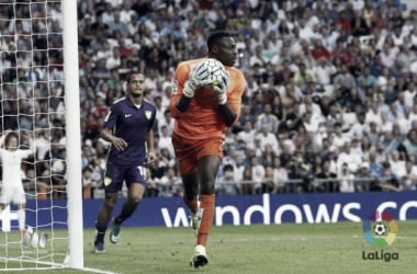 Kameni, primer portero del Málaga en dar una asistencia