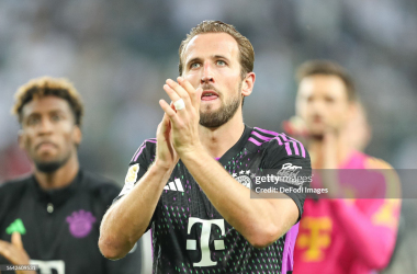 Harry Kane celebrates Bayern Munich's 2-1 victory over Borussia Mönchengladbach.&nbsp;<span style="color: rgb(8, 8, 8); font-family: Lato, sans-serif; font-size: 14px; font-style: normal; text-align: start; background-color: rgb(255, 255, 255);">(Photo by Oliver Kaelke/DeFodi Images via Getty Images)</span>