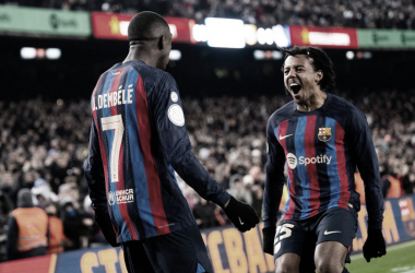 Dembélé y Koundé celebran el 1-0 | @FCBarcelona