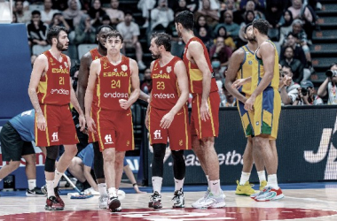 España durante su segundo partido del Mundial / Fuente: Selección Española de Baloncesto