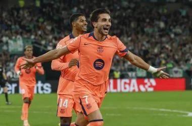 El FC Barcelona, en su último triunfo liguero contra el Real Betis. | Foto: EFE