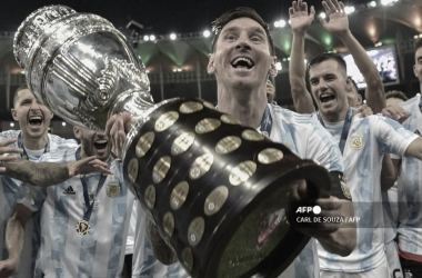 DESEADA. Messi y el sueño cumplido de la Copa América con la Selección Argentina. Foto: AFP