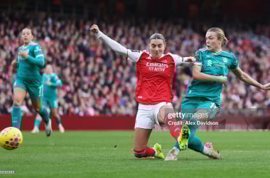 History made by Beata Olsson as she becomes the first player to score four in her first five games in the WSL (Photo by: Alex Davidson) 
