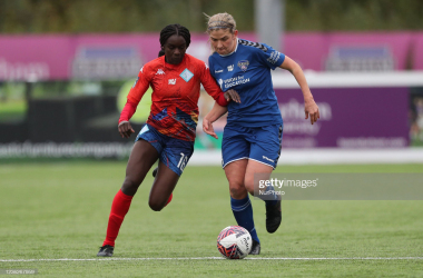 London City Lionesses' Karin Muya will give everything for another three points against Durham in the fight for the top spot of the league. (Photo by NurPhoto/Getty Images)